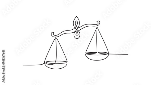 Abstract line art of balanced scales symbolizing justice and equality