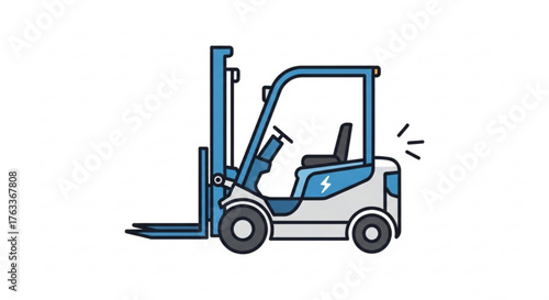 Illustration of an electric forklift, symbolizing modern, ecofriendly material handling and sustainable logistics