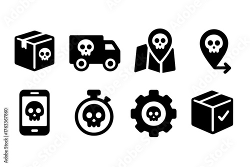 Halloween, horror solid icon set. Spooky, scary symbols for your halloween design