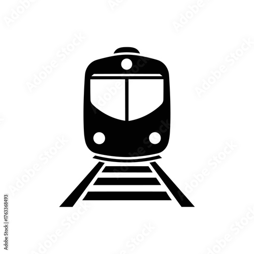 Railway, Rail station icon logo flat vector design