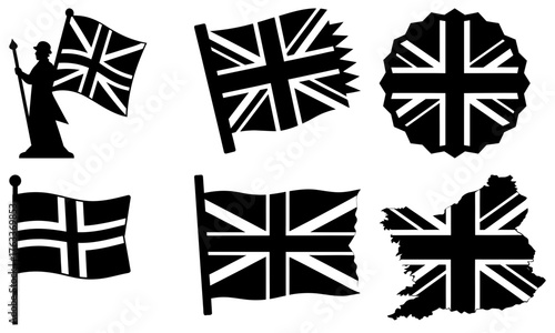 Celebrate British Pride with this Diverse Collection of United Kingdom Flag Designs, Perfect for Patriotic Holidays and Events, Originally a Scalable Vector Graphic