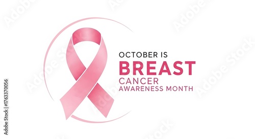 Pink ribbon symbol for breast cancer awareness month in october