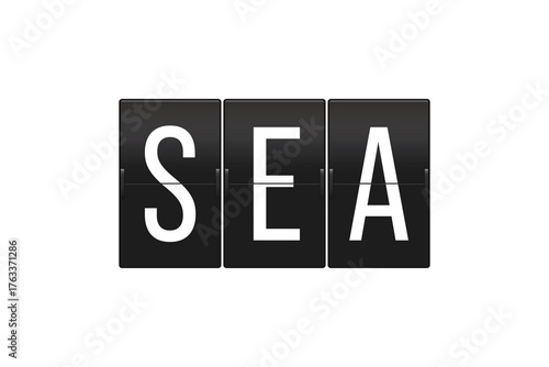 SEA Airport Code on Split Flap Display Sign Representing Seattle Tacoma International Airport Travel and Flight Information Concept