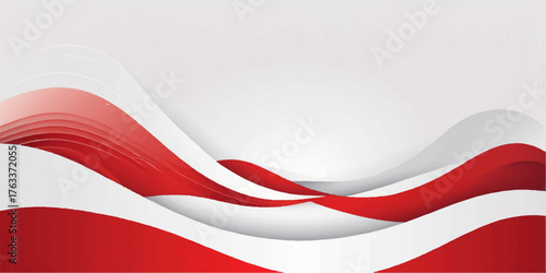 Abstract vector illustration with red and white wave lines forming a ribbon-like design on a clean background, ideal for a banner template or business card concept