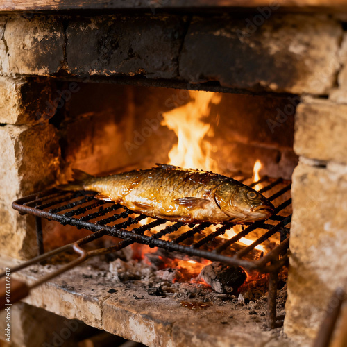 GRIGLIATA DI PESCE SU VECCHIO CAMINO 