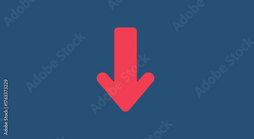 A simple red arrow pointing downwards on a blue background.