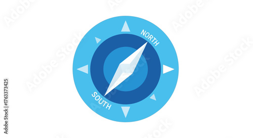 Blue circular compass icon for navigation and direction.