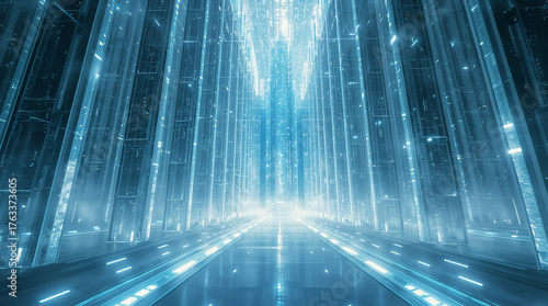 Catedrales de datos de cristal futurista