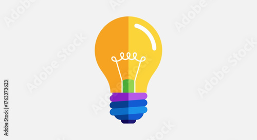 Bright Yellow Light Bulb Idea Symbol.