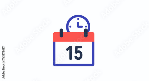 Calendar with Clock Icon - Time Management and Scheduling Concept.