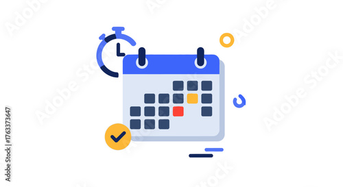 Calendar and stopwatch icon representing time management and scheduling.