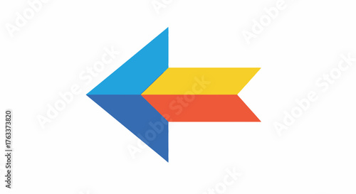 Colorful Arrow Pointing Left - Directional Symbol with Geometric Design.