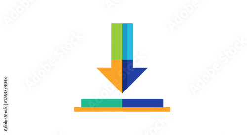 Colorful flat design download arrow icon for web and mobile applications.
