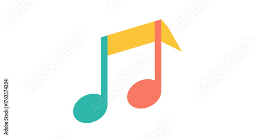 Colorful musical note icon representing music and sound in art.