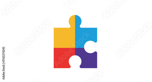 Colorful Puzzle Piece Symbolizing Connection and Problem Solving.