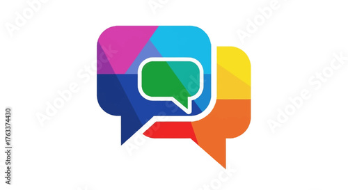 Colorful speech bubbles representing communication and conversation in a vibrant design.