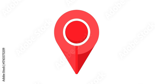 Red location pin icon with a white outline and red center.