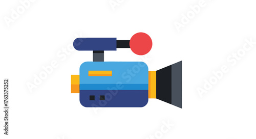 Retro Video Camera Icon Flat Design.