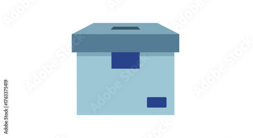 Simple illustration of a light blue storage box with a dark blue lid.
