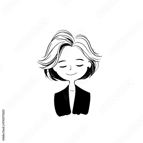 President. President simple black and white line art vector logo
