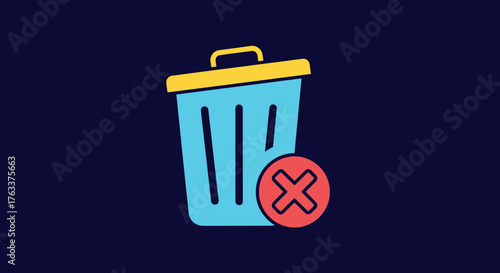 Trash can icon with a red cross symbol indicating deletion or removal.