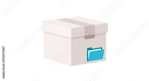 White Box with Blue Folder Icon Illustration.