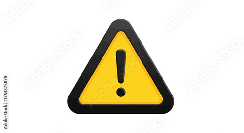 Yellow and Black Warning Sign with Exclamation Point.