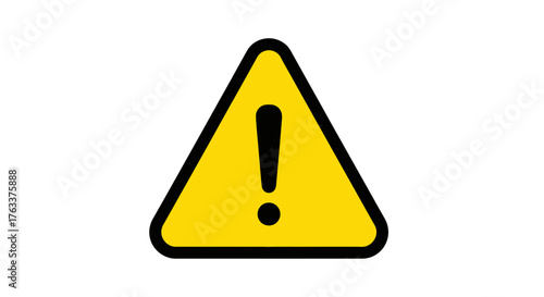 Yellow triangle warning sign with black exclamation point symbol for caution.