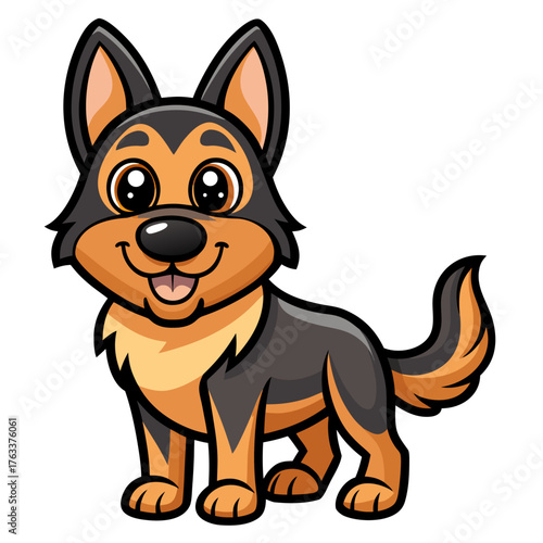 German Shepherd Dog Cartoon Mascot Vector Illustration