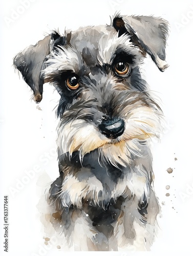 miniature schnauzer puppy illustration