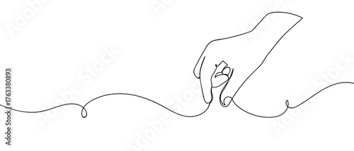 One continuous line design of a hand picking up something. simple linear style Editable stroke. Doodle vector illustration