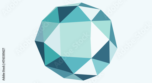 Geometric Gemstone Design with Teal and Blue Facets.