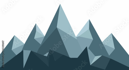 Geometric mountain range illustration in shades of blue, minimalist design.
