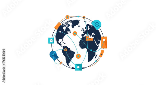 Global Network Connections and Digital Communication Around the World.