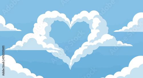 Heart Shaped Cloud Formation in a Blue Sky.