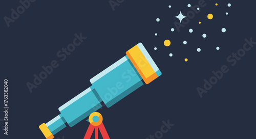 Telescope Gazing at Stars in the Night Sky.