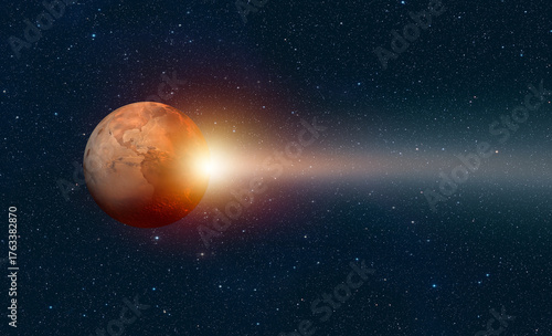 Fototapeta Naklejka Na Ścianę i Meble -  The concept of the world being a barren and uninhabitable planet - Future of the world. (As the planet Mars) 