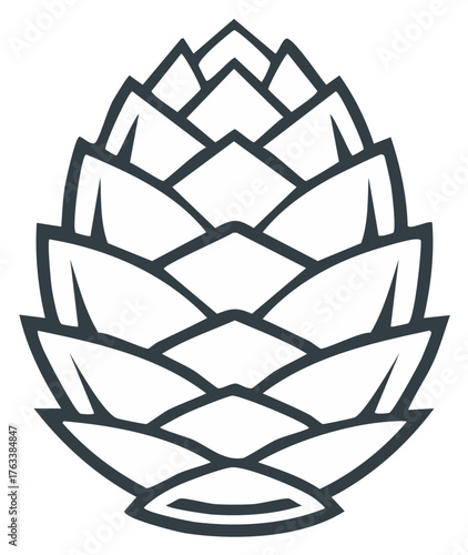 Stylized hop cone line art icon. Vector graphic illustration of a brewing ingredient for craft beer.