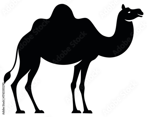 Elegant Camel Silhouette, Animal Design, Desert Icon, Minimalist Art, Isolated Vector