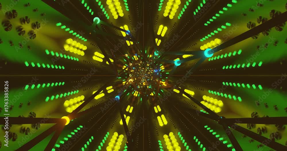 Vibrant tunnel video loop with dynamic lights creates an immersive ...