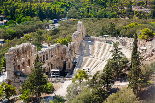 The Theatre of Dionysus Eleuthereus at the Athenian Acropolis in Athens, Greece. Sunny day