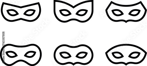 Variety of Carnival Masquerade Mask Icons for Festive Occasions and Events