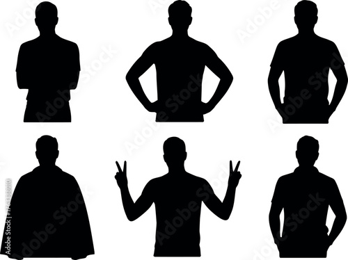 Various Man Silhouette Poses Representing Different Attitudes and Personalities
