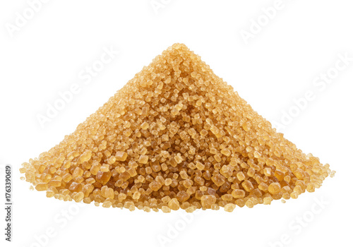 Foto Isolated heap of brown sugar crystals used for baking and sweetening various dis