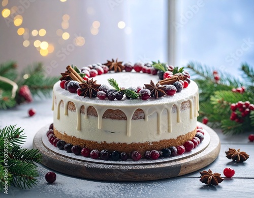 Wallpaper Mural Homemade Seasonal Cake Decorated with Cinnamon and Star Anise on Wooden Table Torontodigital.ca