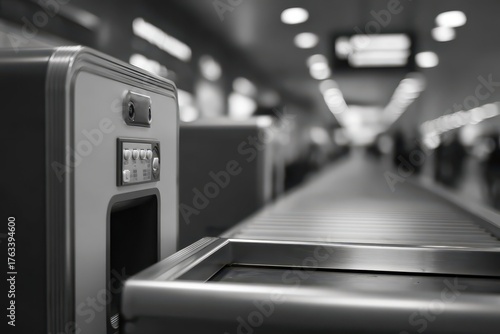 Airport Body Scanner. Digital Display Computer Key Equipment for Security Check of Passengers