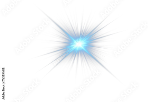 Radiant blue PNG star with glowing sparkles. Bright highlights create elegant and dynamic visuals. Transparent shining sun with bright flashes enhances magical charm.