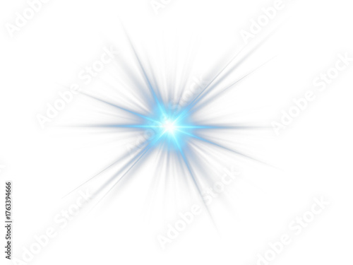 Radiant blue PNG star with sparkling light and glowing highlights. Bright sparkles create festive and magical visuals. Transparent shining sun with bright flashes adds charm and energy.