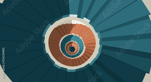 Abstract Spiral Staircase Top View.