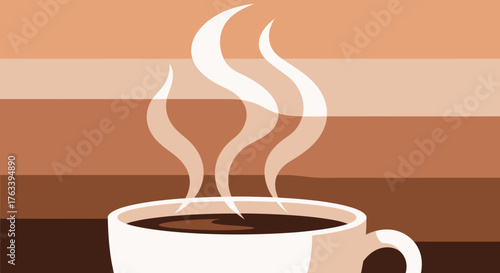 Aromatic hot coffee steaming in a white ceramic mug.